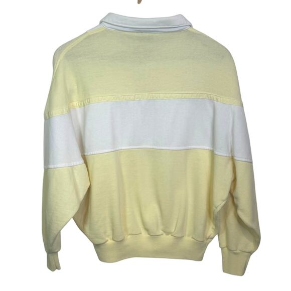 Vtg Nuggets Size Large Yellow Color Block 1/4 Snap Pullover Cropped Sweatshirt - Picture 5 of 7